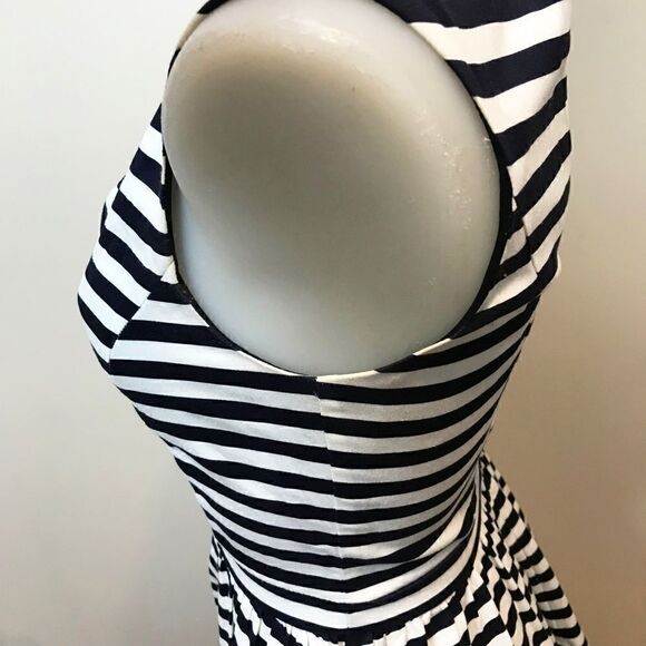 𝅺WOVEN Navy And White Stripe Zara Skater Dress - Picture 4 of 7